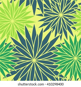 Flower seamless pattern. Vector illustration. Green flowers