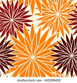 Flower seamless pattern. Vector illustration. Orange and brown flowers