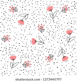 Flower seamless pattern vector. Simple floral print with small rose. Background vector illustration. Design.