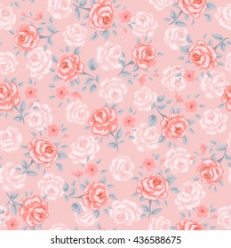 Flower seamless pattern vector. Simple floral print with small rose. Background vector illustration. Design. 