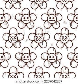 Flower seamless pattern wallpaper art.Vector graphic background illustration.Graffiti,dead flower,urban art seamless pattern wallpaper print concept