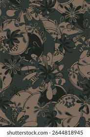  Patrón de flores sin fisuras. Impresión de acuarela en estilo rústico vintage, textil o Fondos de pantalla.