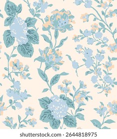  flower seamless pattern. Watercolor print in rustic vintage style, textile or wallpapers.