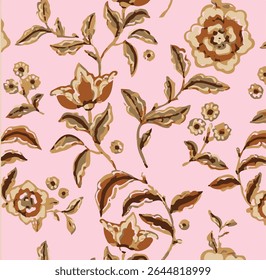  flower seamless pattern. Watercolor print in rustic vintage style, textile or wallpapers.