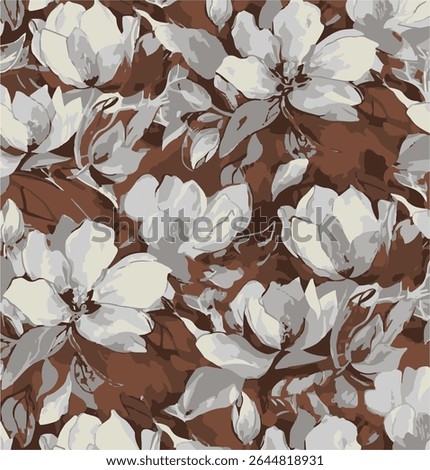  flower seamless pattern. Watercolor print in rustic vintage style, textile or wallpapers.
