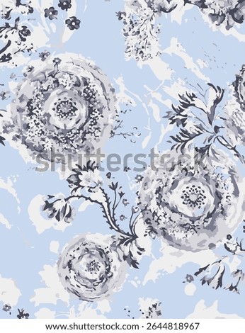  flower seamless pattern. Watercolor print in rustic vintage style, textile or wallpapers.