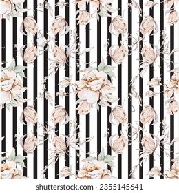 Flor sin inconvenientes con acuarela.Diseñado para tejidos y papel pintado de estilo vintage.Floreciente pintura floral en verano.Fondo de flores botánicas pastel
