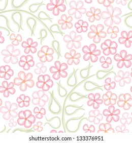 Flower seamless pattern. White floral seamless background.