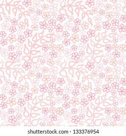 Flower seamless pattern. White floral seamless background.