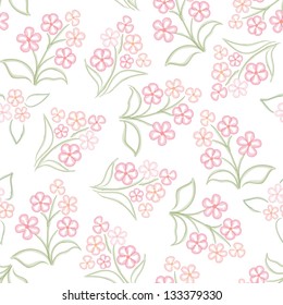 Flower seamless pattern. White floral seamless background.