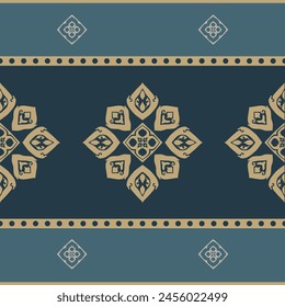 Flower seamless pattern yellow tone and ocean background set 7 number 2