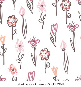 Flower seamless pattern for your design. Digital trendy texture. Vector illustration