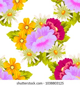 flower seamless pattern for your designs, greeting cards, greeting cards, invitations for wedding, birthday, party, Valentine's day. Vector illustration.