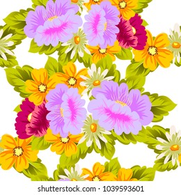 flower seamless pattern for your designs, greeting cards, greeting cards, invitations for wedding, birthday, party, Valentine's day. Vector illustration.