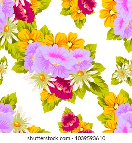 flower seamless pattern for your designs, greeting cards, greeting cards, invitations for wedding, birthday, party, Valentine's day. Vector illustration.