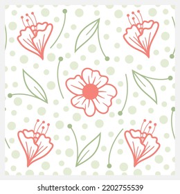 Flower Seamless patterns logo abstract geometric graphic design simple white background with soft green dot