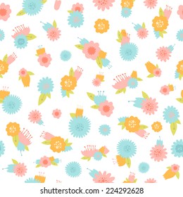 Flower seamless vector background, vintage floral pattern