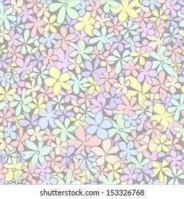 Flower seamless vector pattern in pastel colors
