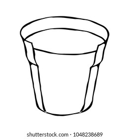 Flower Seeding Pot with Soil. Flowerpot for Sprouting Seeds. Growing Sprouts Background. Gardening Hobby Hand Drawn Illustration. Savoyar Doodle Style.