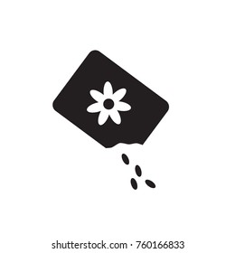 Flower seeds in bag vector icon, gardening, plant icon