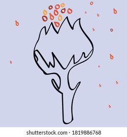 Flower with seeds card, vector