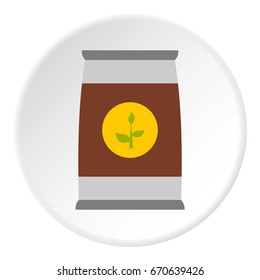 Flower seeds in package icon in flat circle isolated vector illustration for web