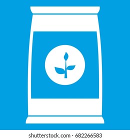Flower seeds in package icon white isolated on blue background vector illustration