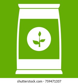 Flower seeds in package icon white isolated on green background. Vector illustration
