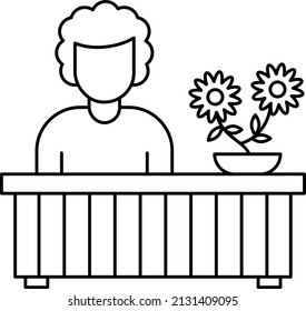 Flower Seller Vector Icon Design, Free time activities Symbol, Extracurricular activity Sign, hobbies interests Stock Illustration, Cute Lovely Young Woman Florist Sitting Concept