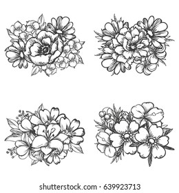 Rose Motif Sketch Design Stock Vector (Royalty Free) 1500244187 ...