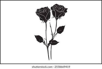 flower set of black and white 