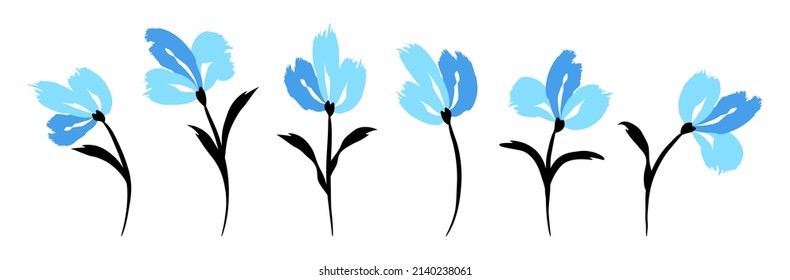Flower set, collection. Floral pattern background. Floral bouquet of brush strokes with brush texture. Pattern for baby, kids and child. Vector illustration