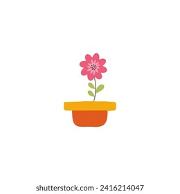conjunto de flores con jarrón de color.set