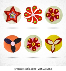 Flower set for design, made of paper with Die cutting, craft and hobby activity