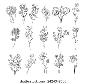 Flower Set Doodle vector art