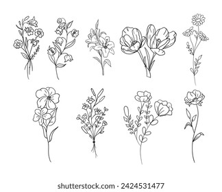 Flower Set Doodle vector art