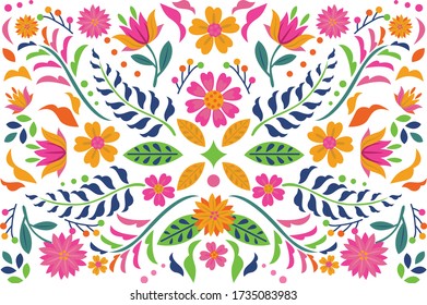 Flower set hand drawn art background template vector.