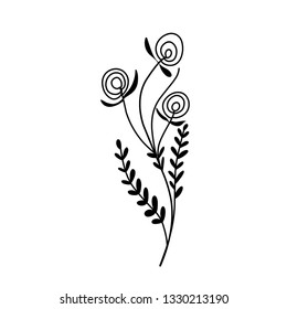 Flower set. Herbarium. Beautiful design element for invitations to the wedding, birthday. For postcard design. The black. Hand drawing. Frame.