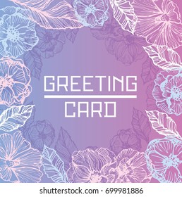 Flower set: highly detailed hand drawn flowers and leaves. Vector illustration