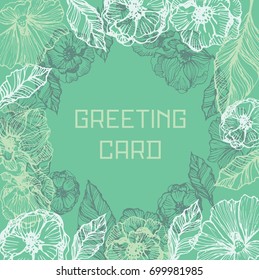 Flower set: highly detailed hand drawn flowers and leaves. Vector illustration