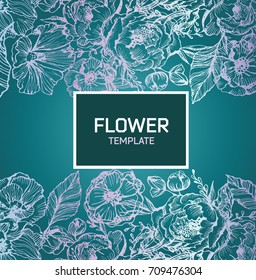 Flower set: highly detailed hand drawn flowers and leaves. Vector illustration