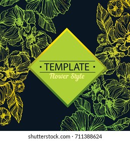 Flower set: highly detailed hand drawn flowers and leaves. Vector illustration