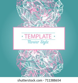 Flower set: highly detailed hand drawn flowers and leaves. Vector illustration