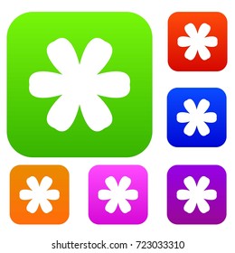 Flower set icon color in flat style isolated on white. Collection sings vector illustration