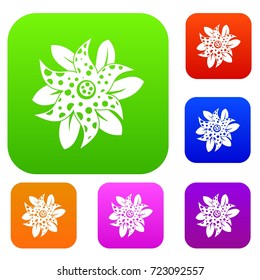 Flower set icon color in flat style isolated on white. Collection sings vector illustration