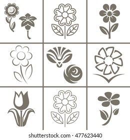 Flower set icon vector illustration