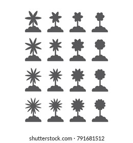 Flower Set Icon Vector Image Design