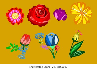 Flower set illustration, Vector desing