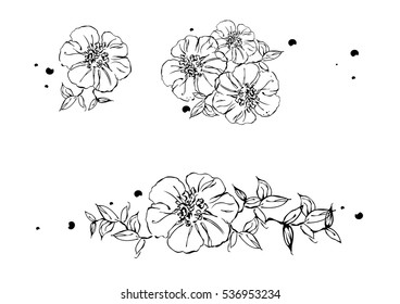 Flower set isolated on a white background. Vector for wedding