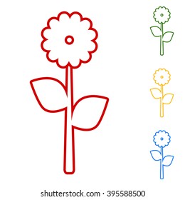Flower. Set of line icons